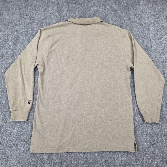 Nike Golf Shirt Mens Medium Beige Long Sleeve 100% Cotton Classic Pullover Logo - Picture 4 of 16